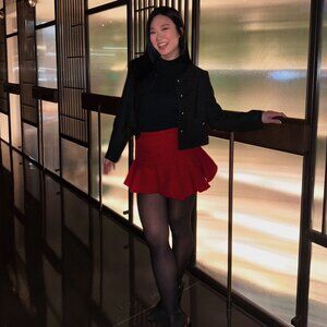 MAJE Asymmetrical tweed miniskirt